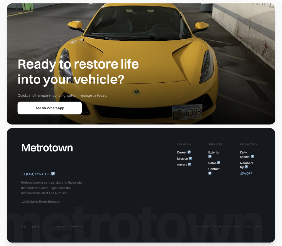 Call to action and footer
